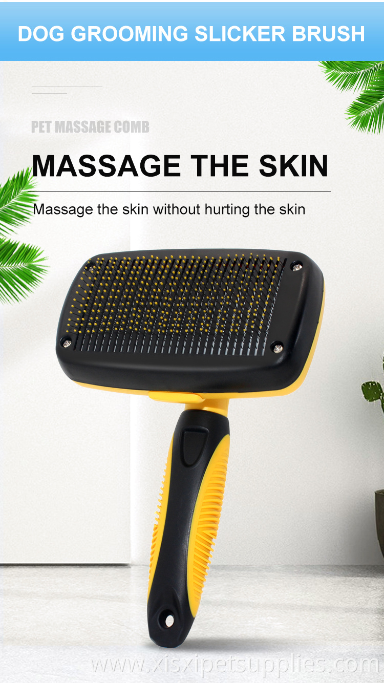 Factory Wholesale Quality Self Cleaning Pet Pin Brush Cat Dog Hair Grooming Slicker Brush With Sticky Beads